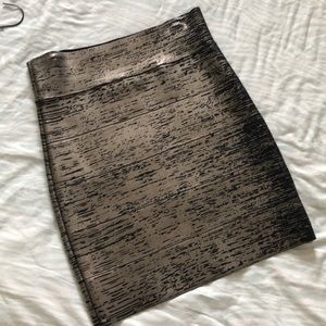 Black and Metallic Gold BGBG mini bandage skirt
